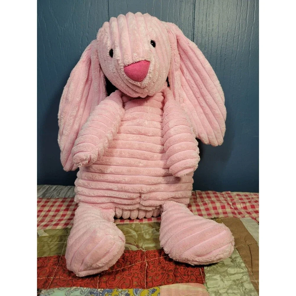 Jellycat Cordy Roy Pink Bunny Plush London Corduroy Soft Toy Ribbed 15 In RARE